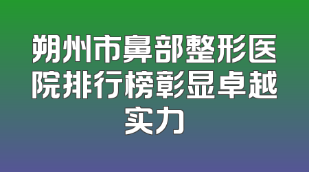 朔州市鼻部整形医院排行榜彰显卓越实力