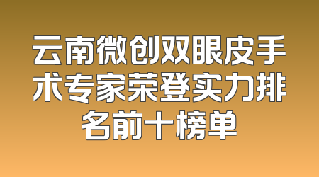 云南微创双眼皮手术专家荣登实力排名前十榜单