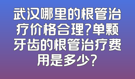 武汉哪里的根管治疗价格合理？单颗牙齿的根管治疗费用是多少？