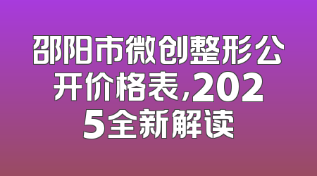 邵阳市微创整形公开价格表，2025全新解读