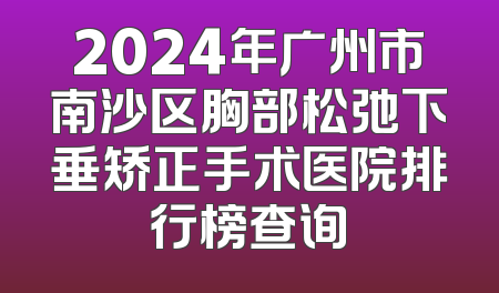 2024年广州市南沙区胸部松弛下垂矫正手术医院排行榜查询