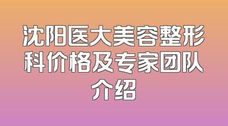 沈阳医大美容整形科价格及专家团队介绍