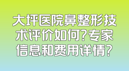 大坪医院鼻整形技术评价如何？专家信息和费用详情？