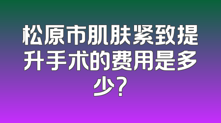 松原市肌肤紧致提升手术的费用是多少？