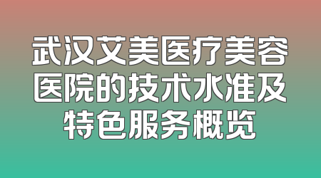 武汉艾美医疗美容医院的技术水准及特色服务概览