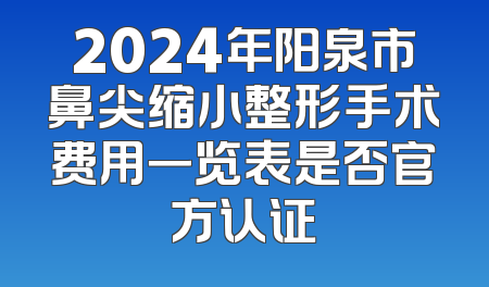 2024年阳泉市鼻尖缩小整形手术费用一览表是否官方认证