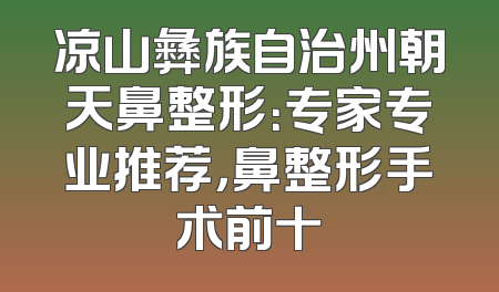 凉山彝族自治州朝天鼻整形：专家专业推荐，鼻整形手术前十