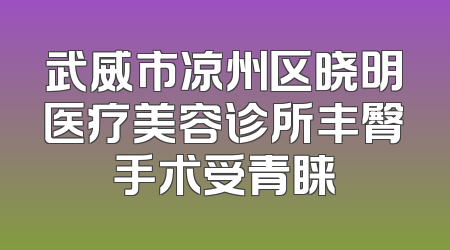 武威市凉州区晓明医疗美容诊所丰臀手术受青睐