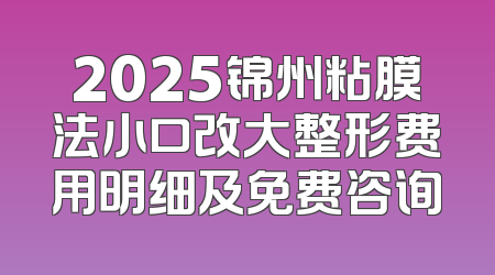 2025锦州粘膜法小口改大整形费用明细及免费咨询