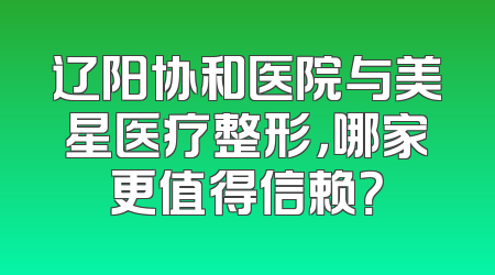 辽阳协和医院与美星医疗整形，哪家更值得信赖？