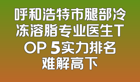 呼和浩特市腿部冷冻溶脂专业医生TOP 5实力排名难解高下