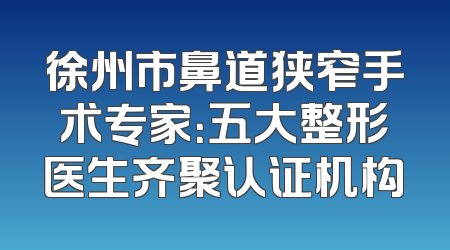 徐州市鼻道狭窄手术专家：五大整形医生齐聚认证机构