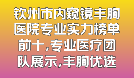 钦州市内窥镜丰胸医院专业实力榜单前十，专业医疗团队展示，丰胸优选