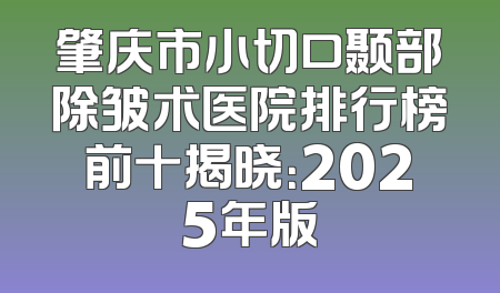 肇庆市小切口颞部除皱术医院排行榜前十揭晓：2025年版