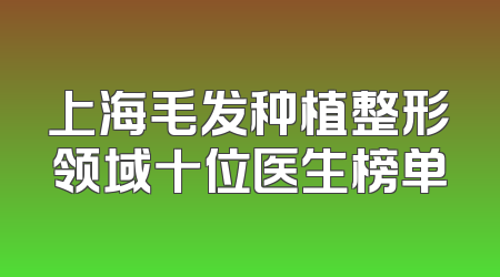 上海毛发种植整形领域十位医生榜单
