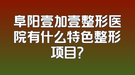 阜阳壹加壹整形医院有什么特色整形项目？