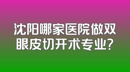 沈阳哪家医院做双眼皮切开术专业？