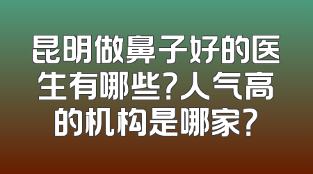 昆明做鼻子好的医生有哪些？人气高的机构是哪家？