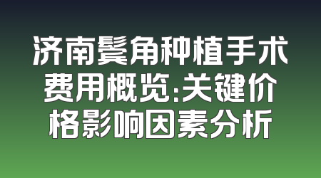 济南鬓角种植手术费用概览：关键价格影响因素分析