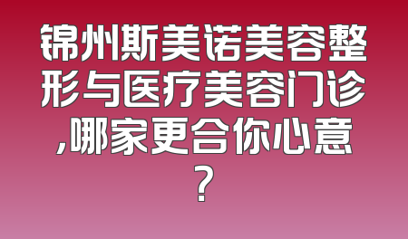 锦州斯美诺美容整形与医疗美容门诊，哪家更合你心意？