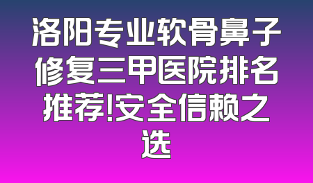 洛阳专业软骨鼻子修复三甲医院排名推荐！安全信赖之选