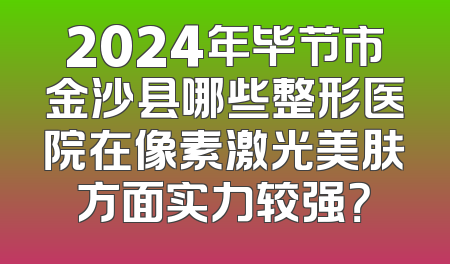 2024年毕节市金沙县哪些整形医院在像素激光美肤方面实力较强？