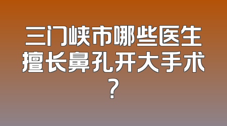 三门峡市哪些医生擅长鼻孔开大手术？