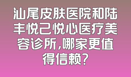 汕尾皮肤医院和陆丰悦己悦心医疗美容诊所，哪家更值得信赖？