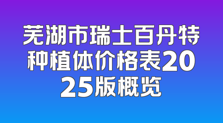 芜湖市瑞士百丹特种植体价格表2025版概览