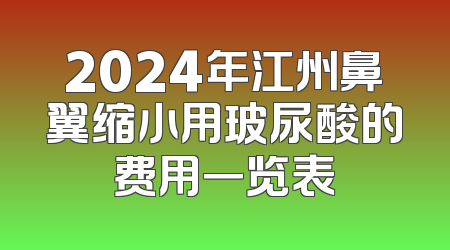 2024年江州鼻翼缩小用玻尿酸的费用一览表