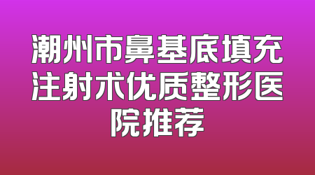 潮州市鼻基底填充注射术优质整形医院推荐