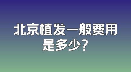 北京植发一般费用是多少？