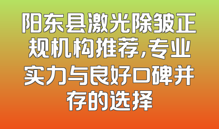 阳东县激光除皱正规机构推荐，专业实力与良好口碑并存的选择
