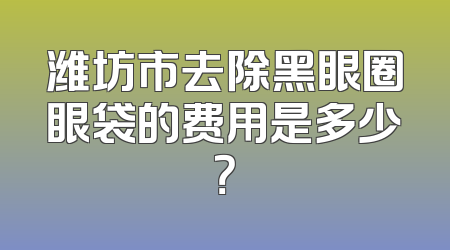 潍坊市去除黑眼圈眼袋的费用是多少？