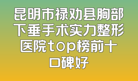 昆明市禄劝县胸部下垂手术实力整形医院top榜前十口碑好