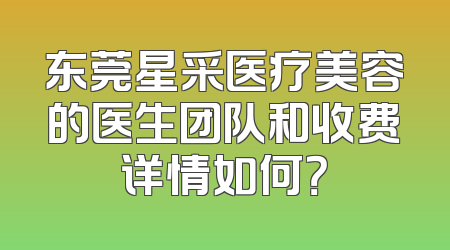 东莞星采医疗美容的医生团队和收费详情如何？