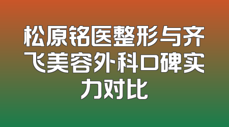 松原铭医整形与齐飞美容外科口碑实力对比
