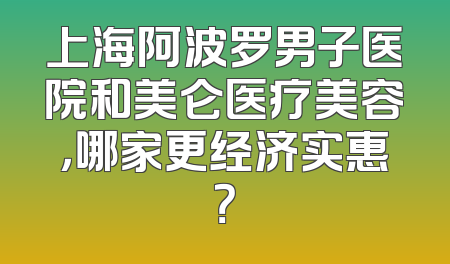 上海阿波罗男子医院和美仑医疗美容，哪家更经济实惠？