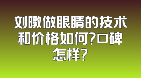 刘暾做眼睛的技术和价格如何？口碑怎样？