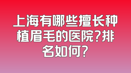 上海有哪些擅长种植眉毛的医院？排名如何？