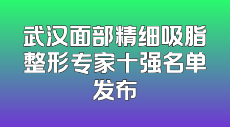 武汉面部精细吸脂整形专家十强名单发布