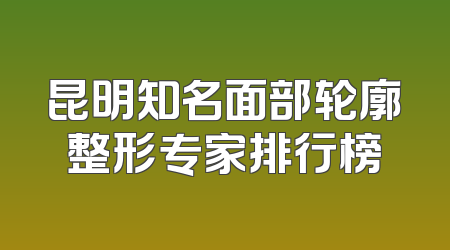 昆明知名面部轮廓整形专家排行榜