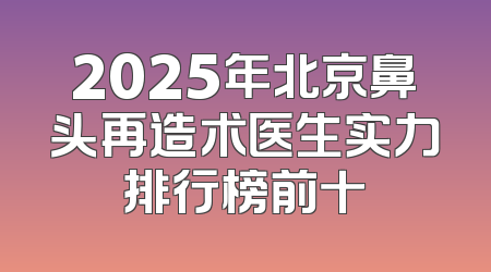 2025年北京鼻头再造术医生实力排行榜前十