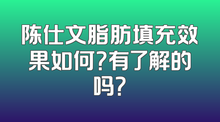 陈仕文脂肪填充效果如何？有了解的吗？