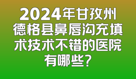 2024年甘孜州德格县鼻唇沟充填术技术不错的医院有哪些？