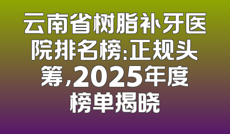云南省树脂补牙医院排名榜：正规头筹，2025年度榜单揭晓