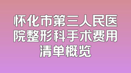 怀化市第三人民医院整形科手术费用清单概览
