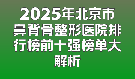 2025年北京市鼻背骨整形医院排行榜前十强榜单大解析