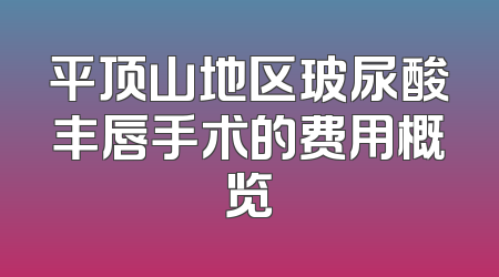 平顶山地区玻尿酸丰唇手术的费用概览