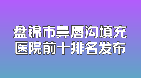 盘锦市鼻唇沟填充医院前十排名发布